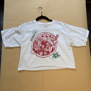 White Graphic T-Shirt with Red and Green Design